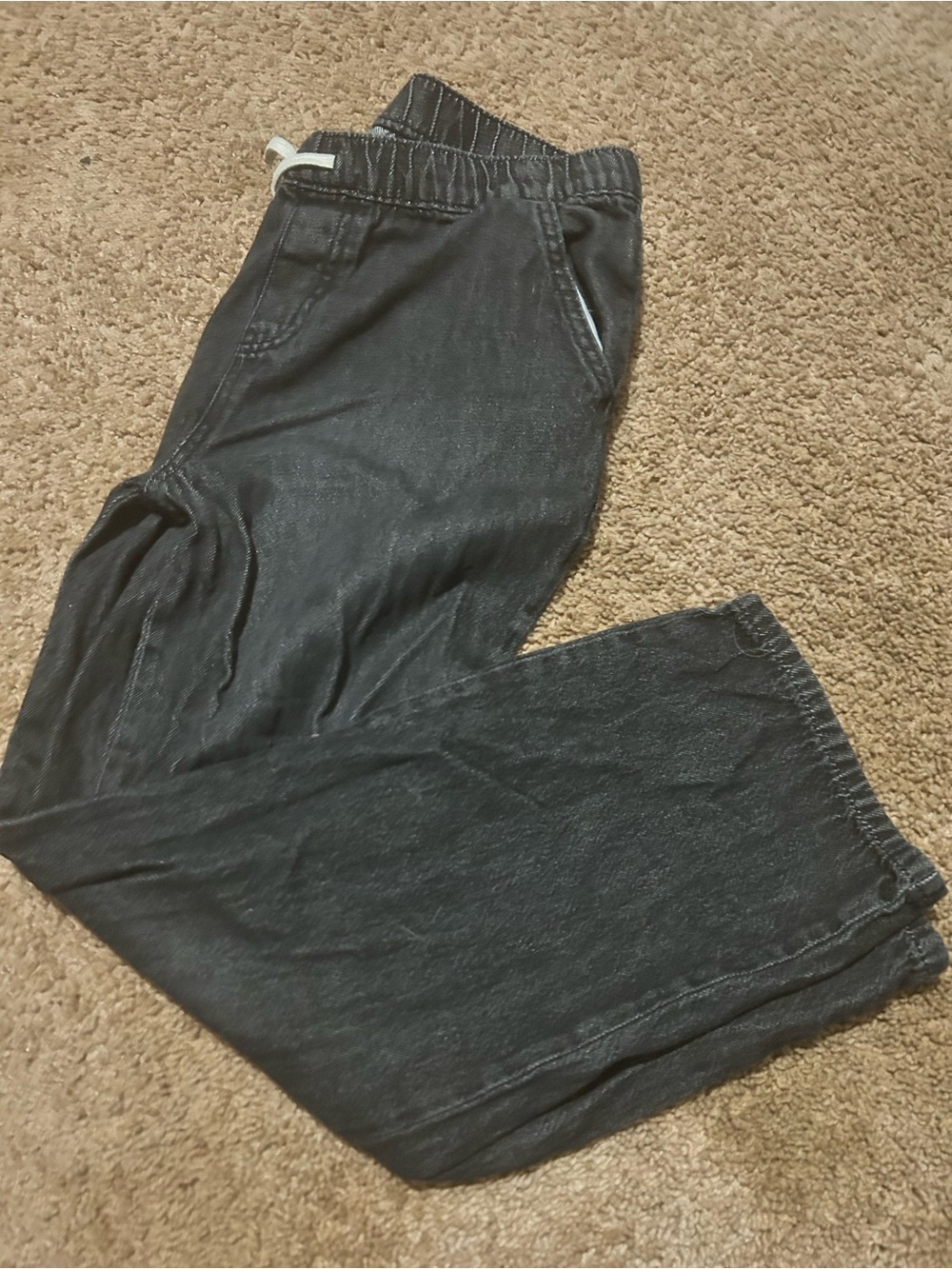 Boy’s Black Elastic-Waist Casual Pants